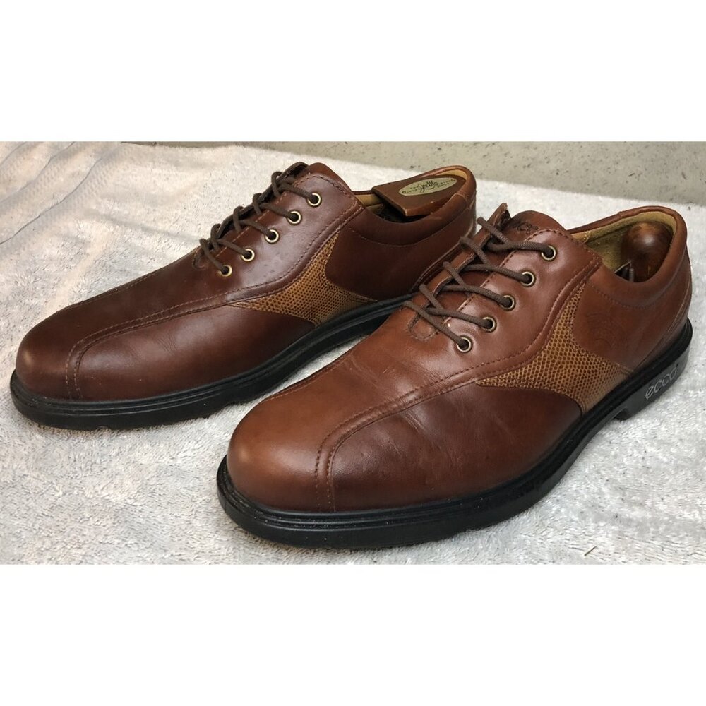 ECCO Hydromax Mens Golf Shoes Size 42 (9-9.5 US) Brown Leather Oxford Lace-Up